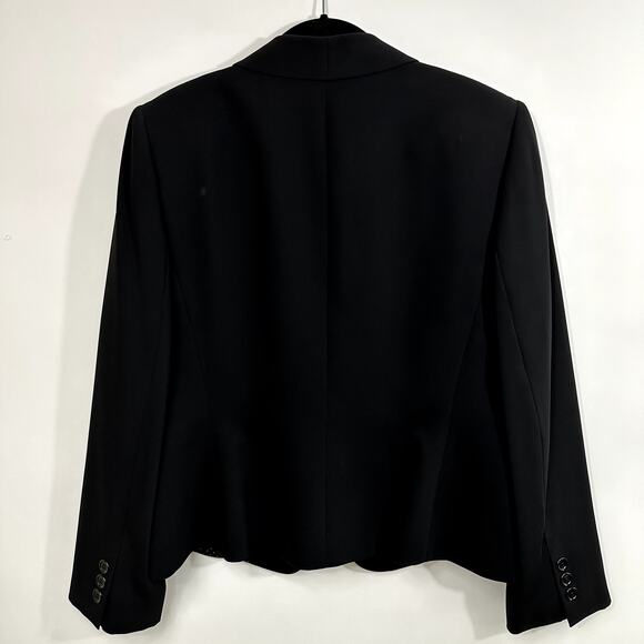Tahari Arthur Levine Black Suit Jacket / Blazer 100% Silk Ruffle Detail Size 14 - Picture 8 of 16
